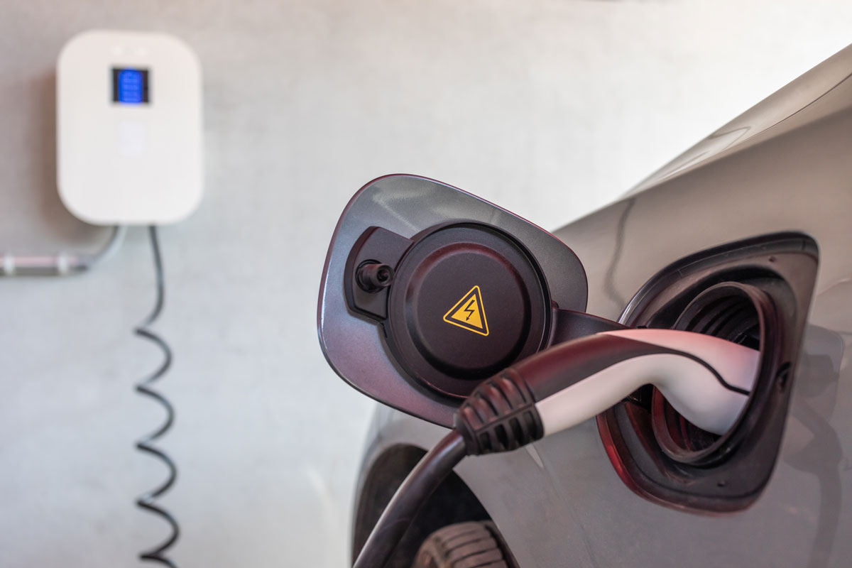 electric vehicle plugged into Home Car Charging Station in Raleigh, NC